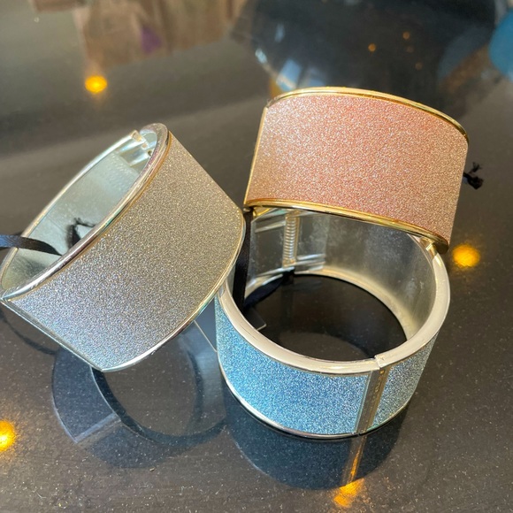 Pink sparkle gold wide cuff bracelet NWT Scandinavian design. - Picture 3 of 3